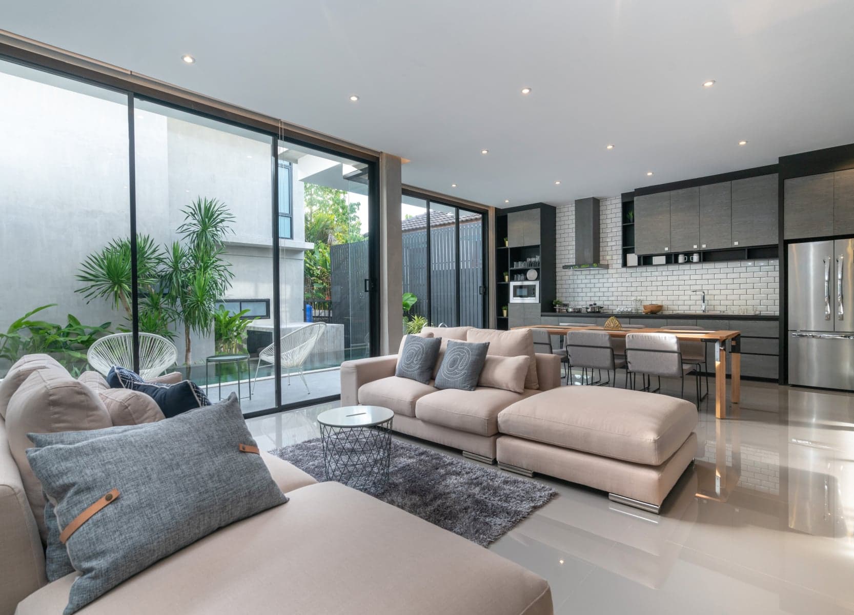 Open living and kitchen