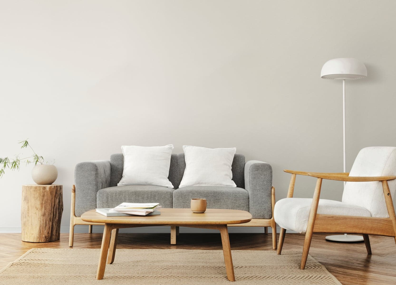 Sofa set and floor lamp